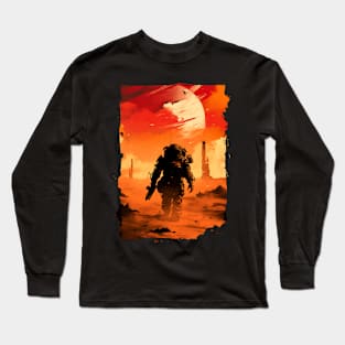 Marine Trekking on Mars - Scifi Long Sleeve T-Shirt